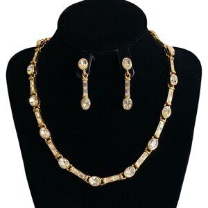 Oscar De La Renta Vintage Crystal Necklace Earrings Set